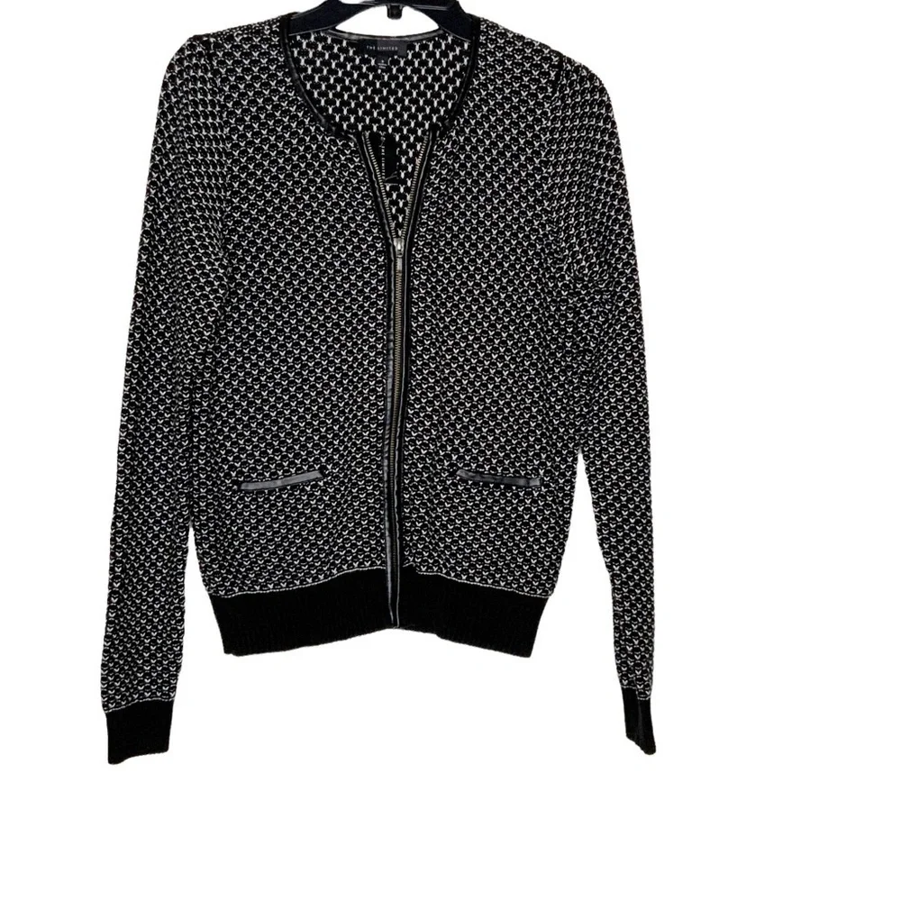 𝅺THE Limited black sweater jacket with faux leather details. Size S - Picture 2 of 7